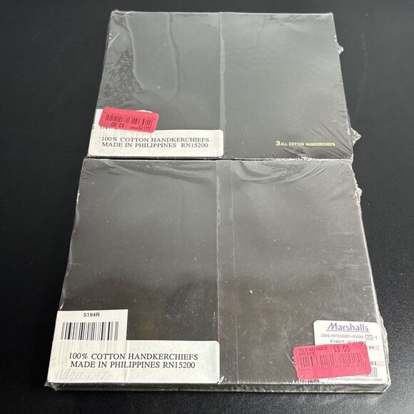 CHRISTIAN DIOR Mens "J” Monogrammed Handkerchiefs 2 3-Pack White Cotton Vintage - Picture 6 of 7